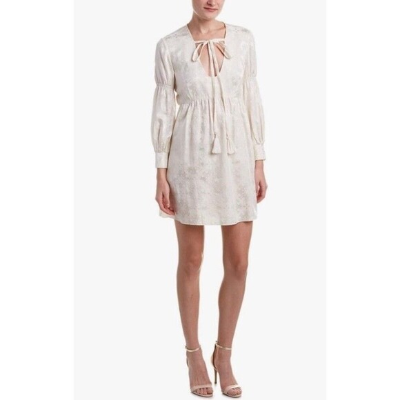 Rachel Zoe Women's Cream Jacquard Mini Dress Size 6 Cocktail Romantic Boho Chic - Picture 1 of 12